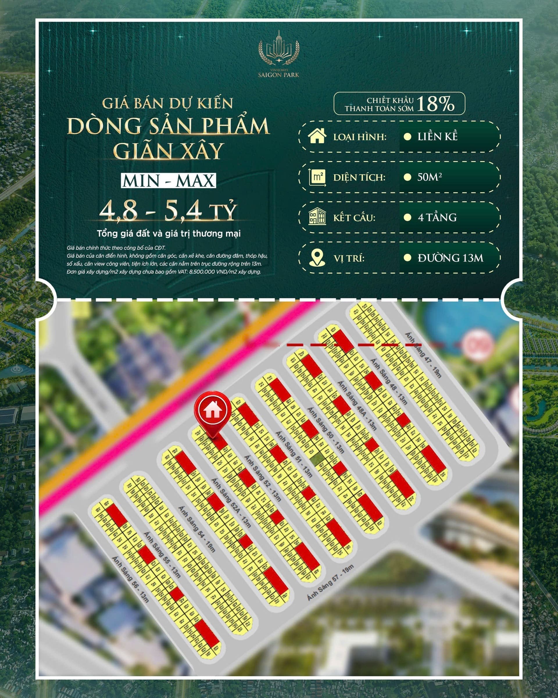 Cập nhật bảng giá nhà phố Vinhomes Saigon Park Hóc Môn