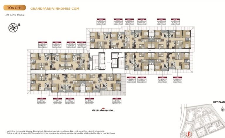 Căn hộ GH1 Glory Heights Vinhomes Grand Park: Layout chi tiết, diện tích đa dạng