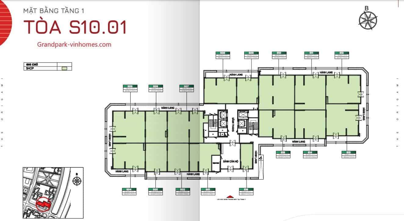 Căn hộ The Origami S1001 Vinhomes Grand Park: Layout, diện tích chi tiết