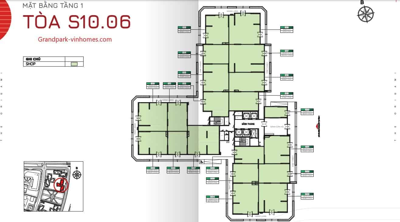 Căn hộ The Origami S1006 Vinhomes Grand Park: Layout, diện tích chi tiết