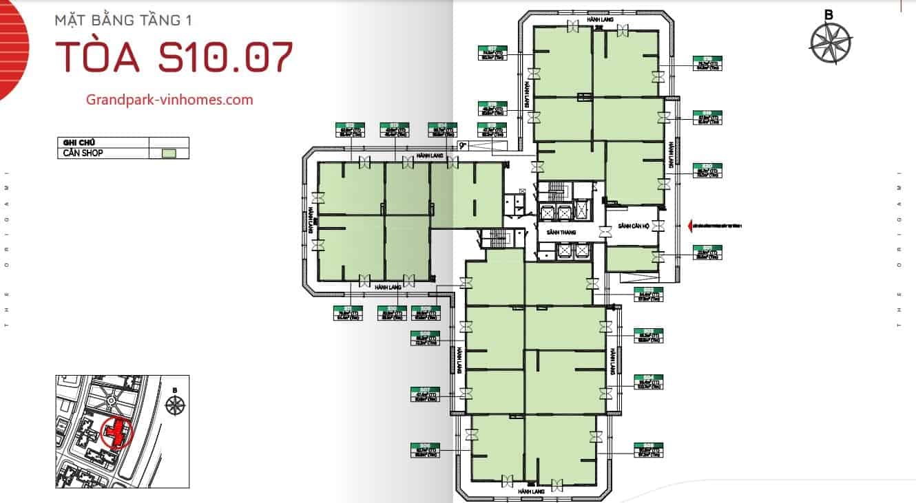 Căn hộ The Origami S1007 Vinhomes Grand Park: Layout, diện tích chi tiết